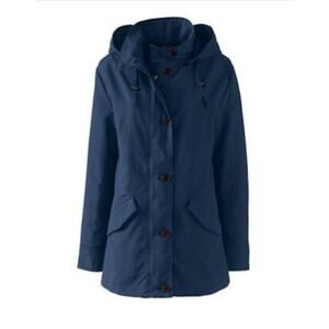 Lands' End Women's Storm Raker Hooded Rain Jacket Navy Blue Sz 2X 20W-22W
